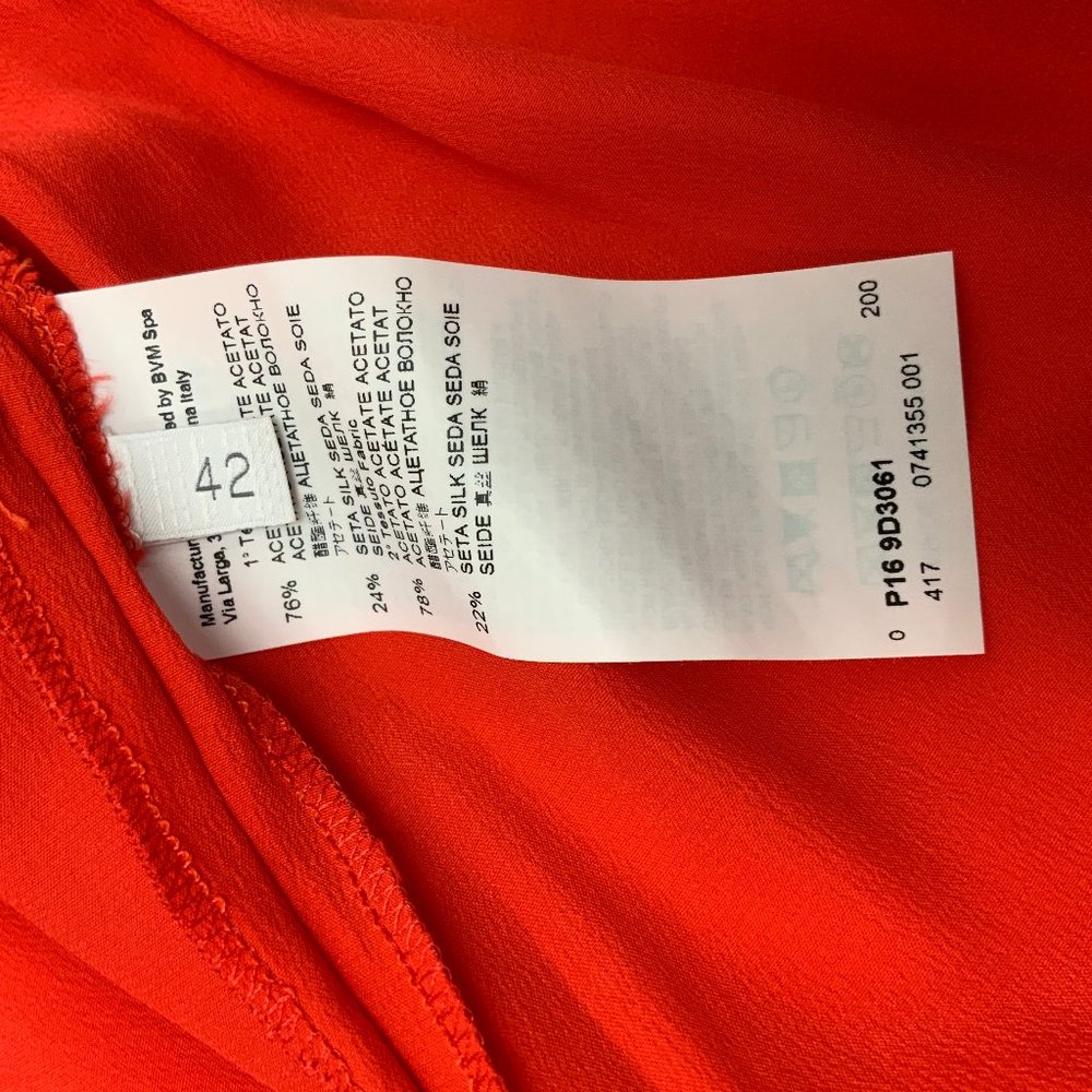 Les Copains Italy Scarlet Red Wide Leg Silk Palazzo Pants Size 8 - Picture 9 of 16